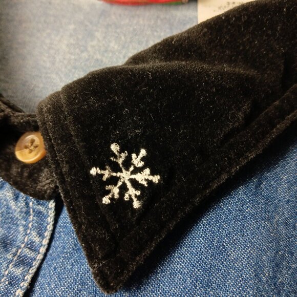 Nutcracker Plus Size Shirt 24W Blue Chambray Holiday Snowman Ski Snow Tree WS19 - Picture 9 of 12